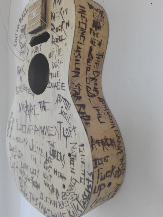 Warrior Soul burnt in songs Guitar wall Piece 'This Machine Kills Fascists' by Kory Clarke