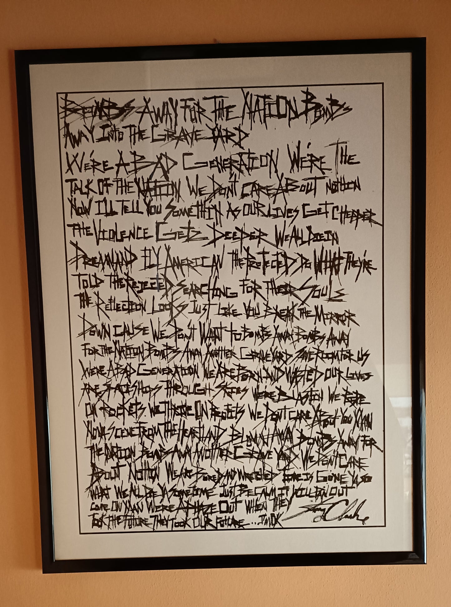 Handwritten words piece on parchment style paper