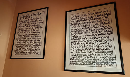 Handwritten words piece on parchment style paper