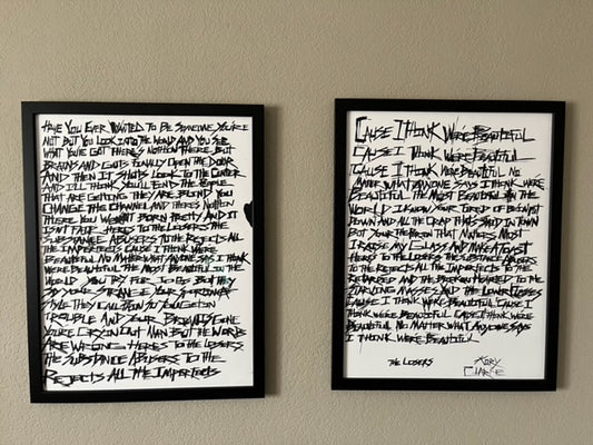 Handwritten words piece on parchment style paper