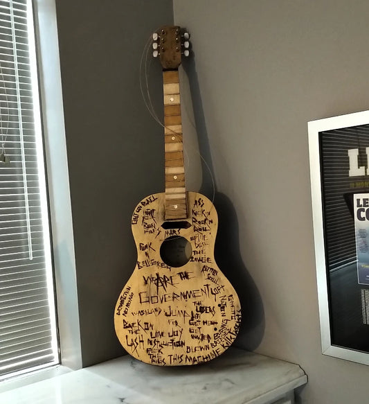 Warrior Soul burnt in songs Guitar wall Piece 'This Machine Kills Fascists' by Kory Clarke